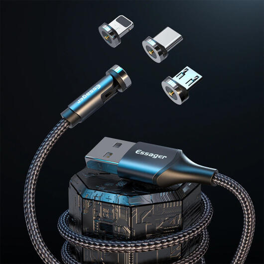 Essager 2.4A 540° Draaibare Magnetische Lightning naar USB Kabel 2M afbeelding 8