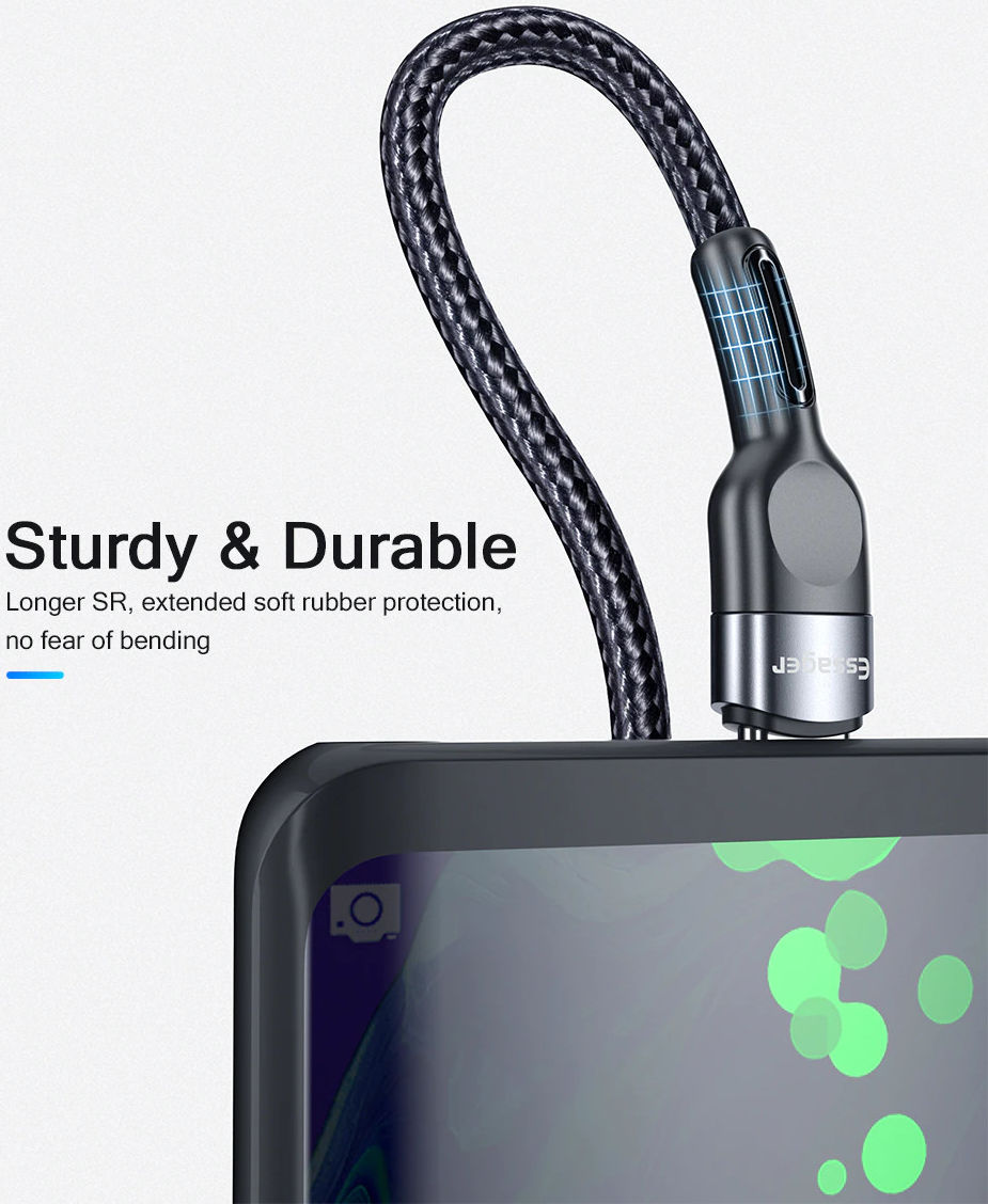 Essager 100W PD USB-C naar USB-C Snellaad Kabel 5A 2 Meter Grijs afbeelding 9