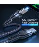Essager 5A Gevlochten USB-C naar USB-C Kabel 60W Fast Charge 1M Zwart