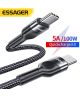 Essager 5A Gevlochten USB-C naar USB-C Kabel 60W Fast Charge 1M Zwart