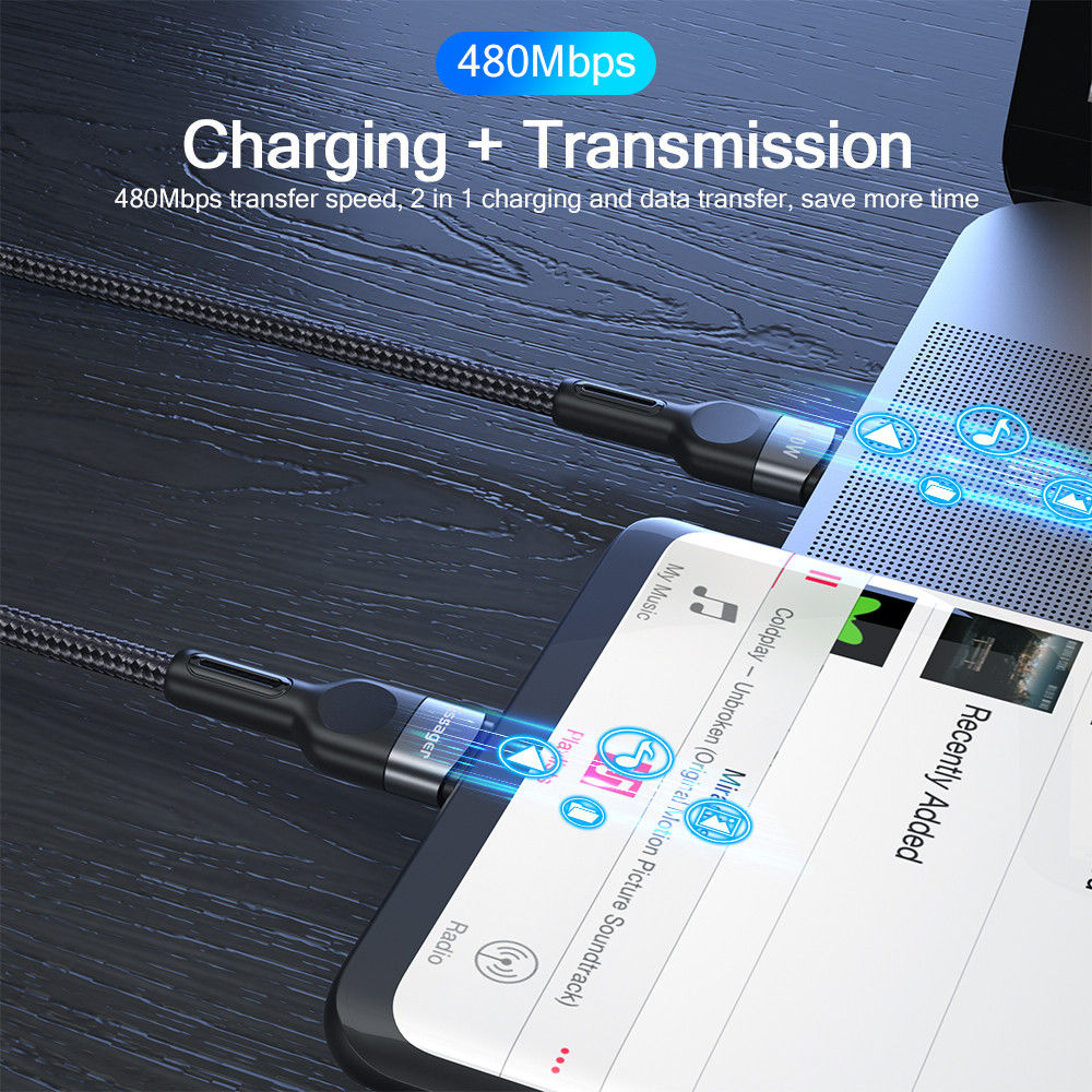 Essager 5A Gevlochten USB-C naar USB-C Kabel 60W Fast Charge 1M Zwart afbeelding 4