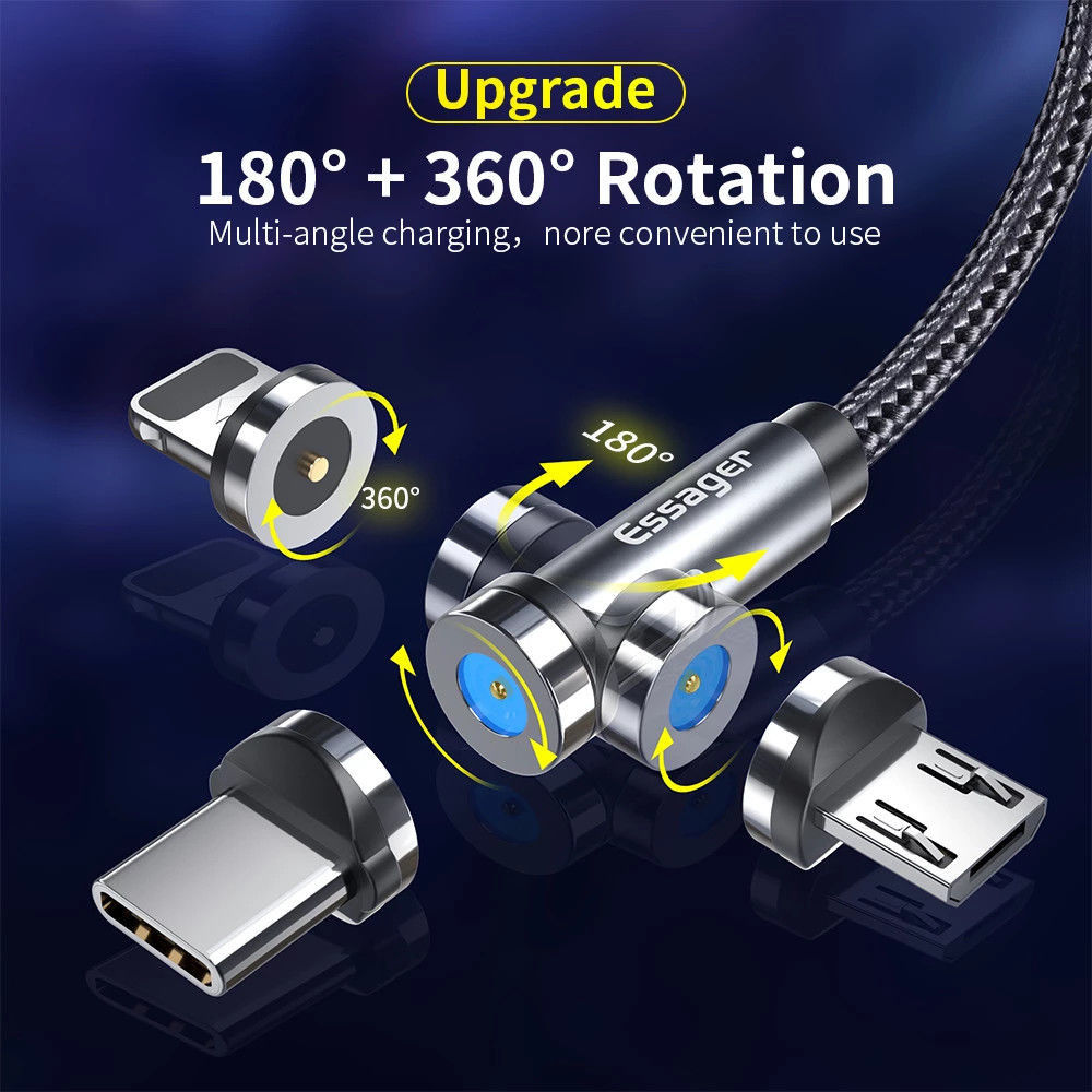 Essager 3A 540° Draaibare Magnetische USB-C naar USB Kabel 1M afbeelding 6