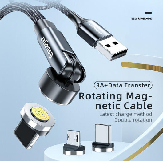 Essager 3A 540° Draaibare Magnetische USB-C naar USB Kabel 1M afbeelding 3