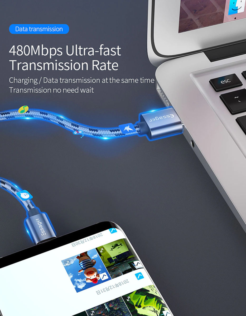 Essager 3A Gevlochten Fast Charge USB naar Micro USB Kabel 1M afbeelding 2