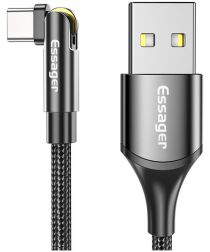 Essager 3A 180° Draaibare USB naar USB-C Kabel Fast Charge 1M Zwart