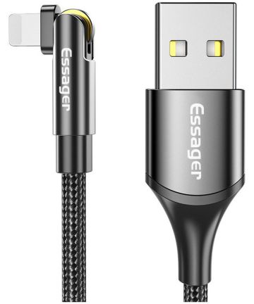 Essager 3A 180° Draaibare USB naar Lightning Oplaad Kabel 1M Zwart Kabels