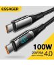 Essager 100W USB-C Snellaad Kabel met Digitale Display 5A 2M Zwart