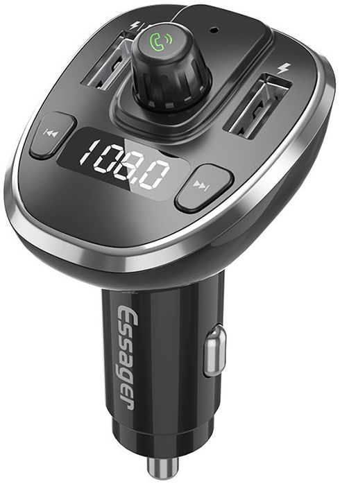 Essager Bluetooth 5.0 Muziek Transmitter met USB Autolader 17W Zilver afbeelding 1
