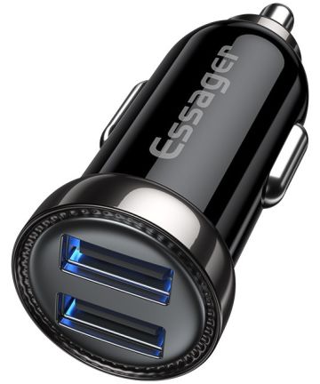Essager 2.4A Dubbele USB Autolader 12W Zwart Opladers