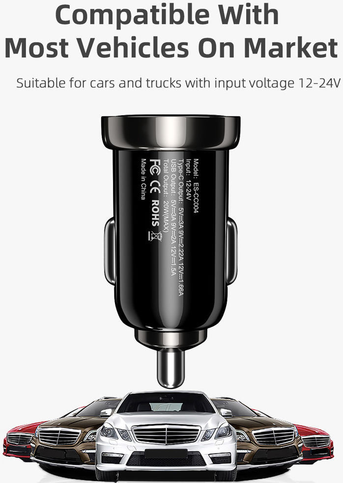 Essager 2.4A Dubbele USB Autolader 12W Zwart afbeelding 4
