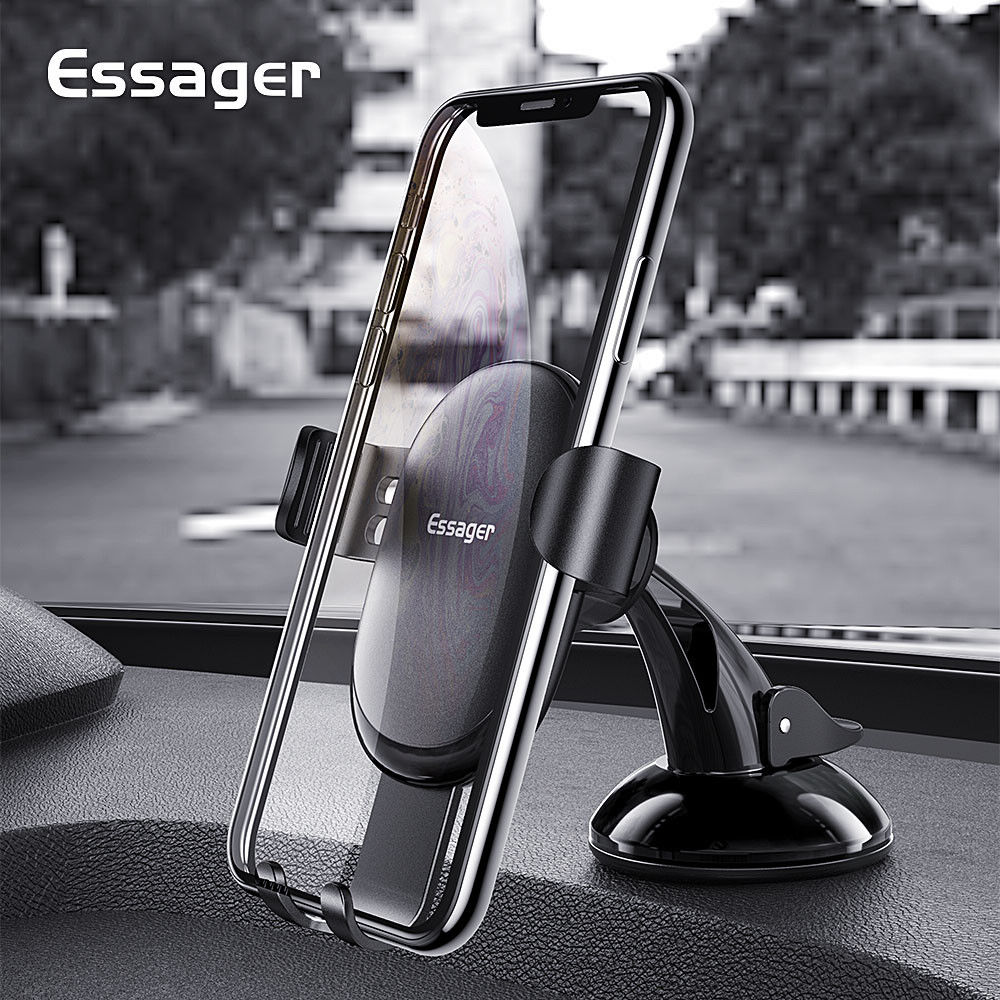 Essager Compacte Dashboard Telefoon Houder met Klemmen/Zuignap Zwart afbeelding 2