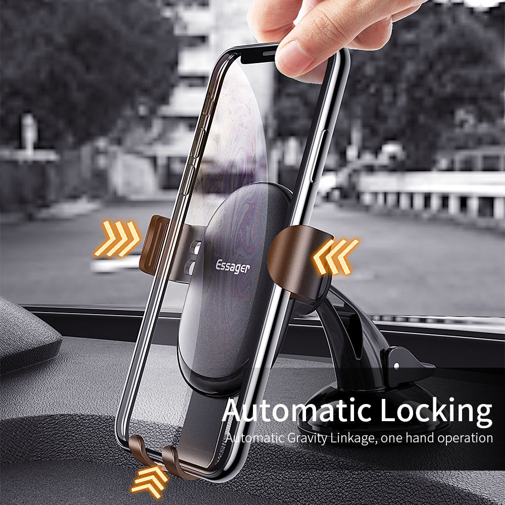 Essager Compacte Dashboard Telefoon Houder met Klemmen/Zuignap Zwart afbeelding 3