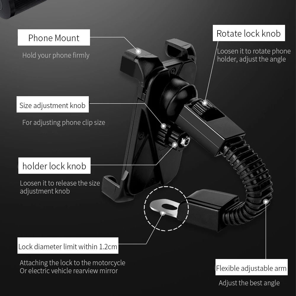 Essager Universele 360° Verstelbare Telefoonhouder voor Motor/Scooter afbeelding 7