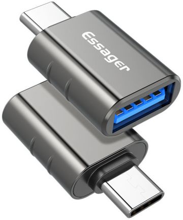 Essager USB-C naar USB 3.0 Adapter On The Go Converter 3A Grijs Kabels