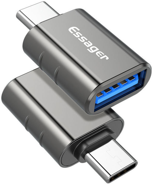 Essager USB-C naar USB 3.0 Adapter On The Go Converter 3A Grijs afbeelding 1