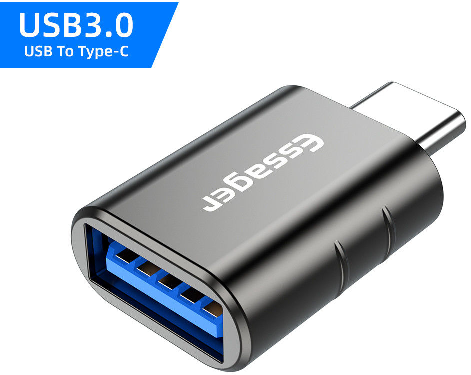 Essager USB-C naar USB 3.0 Adapter On The Go Converter 3A Grijs afbeelding 3