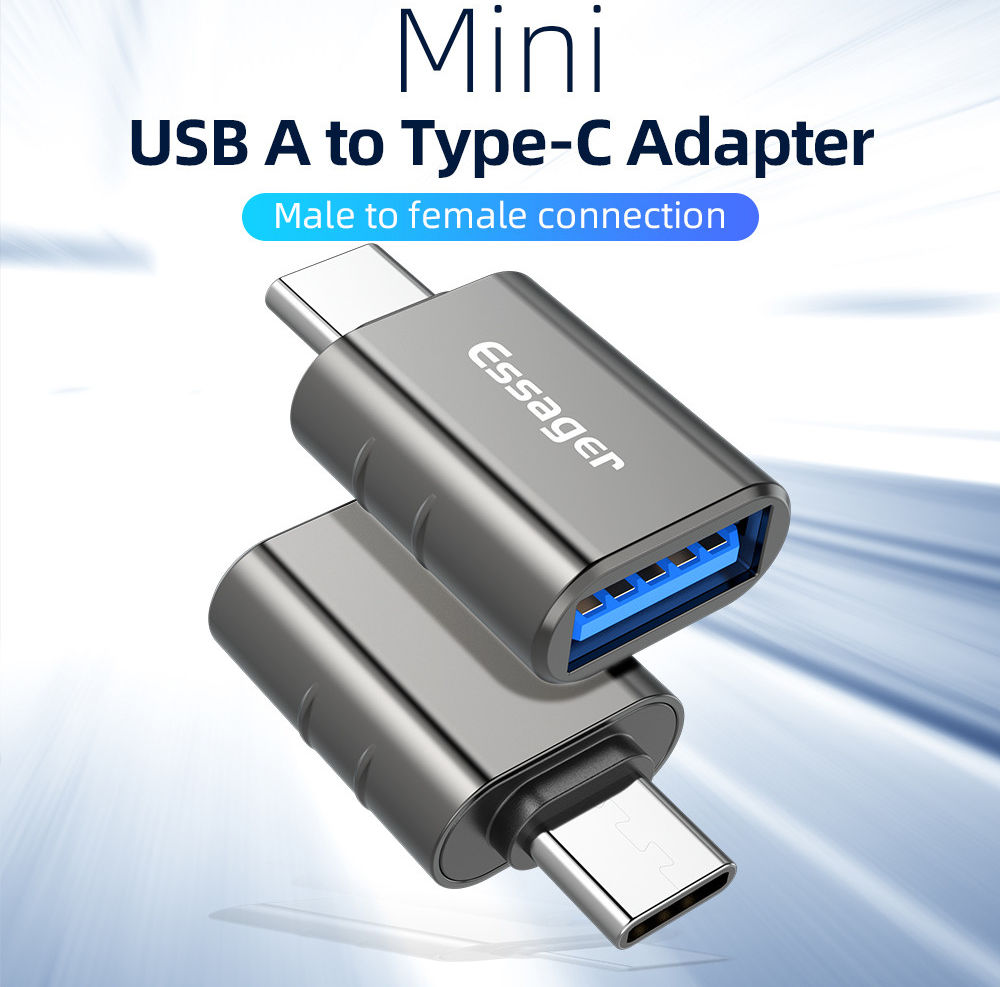 Essager USB-C naar USB 3.0 Adapter On The Go Converter 3A Grijs afbeelding 10