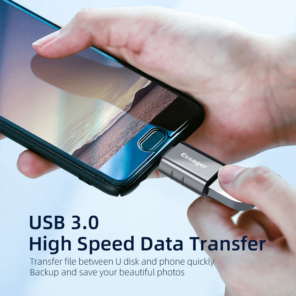 Essager USB-C naar USB 3.0 Adapter On The Go Converter 3A Grijs afbeelding 5