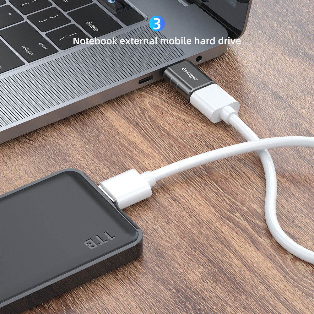 Essager USB-C naar USB 3.0 Adapter On The Go Converter 3A Grijs afbeelding 8