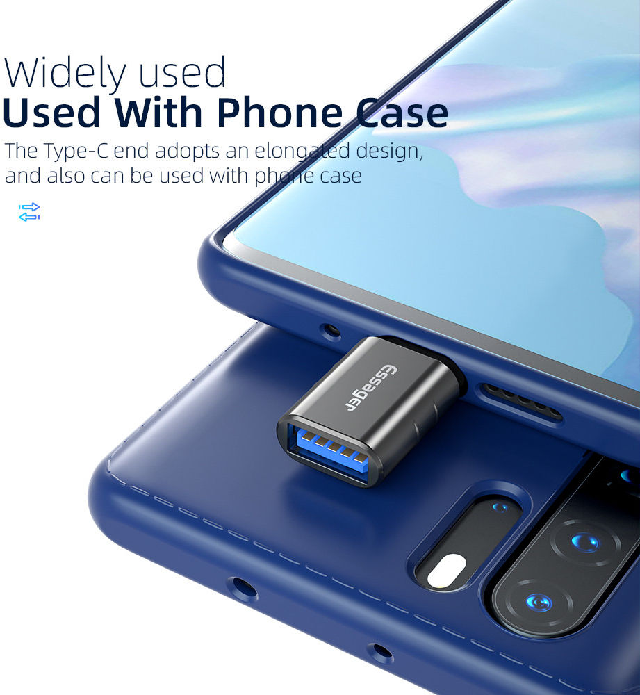 Essager USB-C naar USB 3.0 Adapter On The Go Converter 3A Grijs afbeelding 9