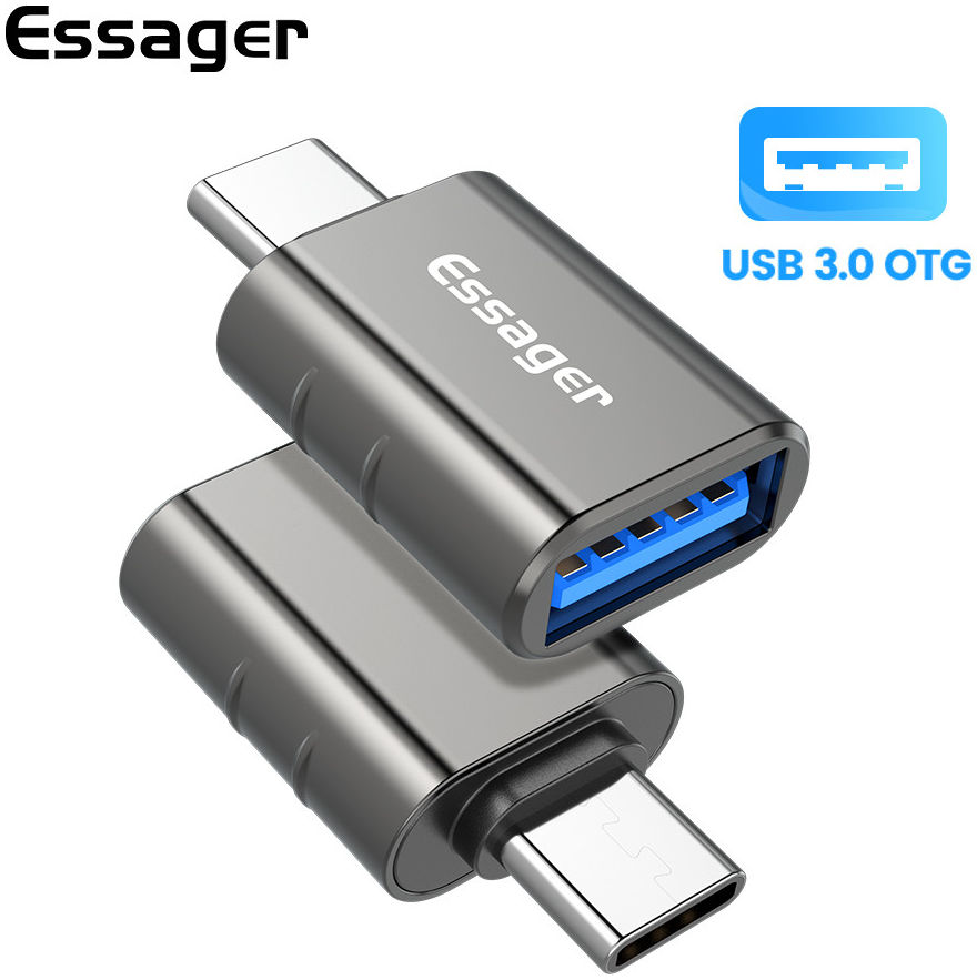Essager USB-C naar USB 3.0 Adapter On The Go Converter 3A Grijs afbeelding 2