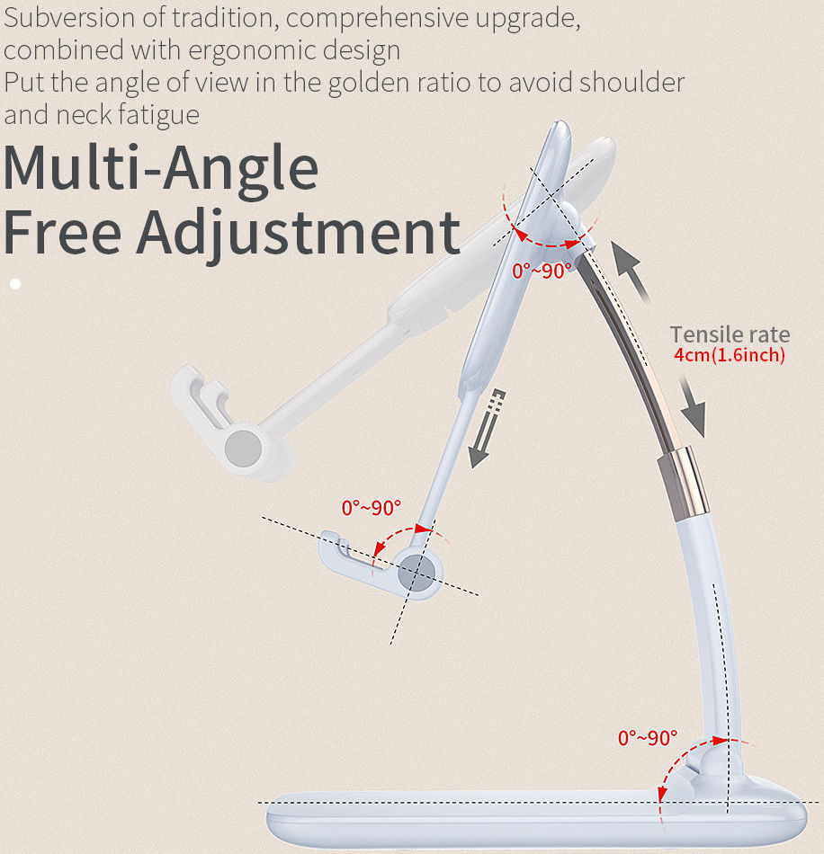Essager Opvouwbare Verstelbare Bureau Houder Telefoon/Tablet Wit afbeelding 4