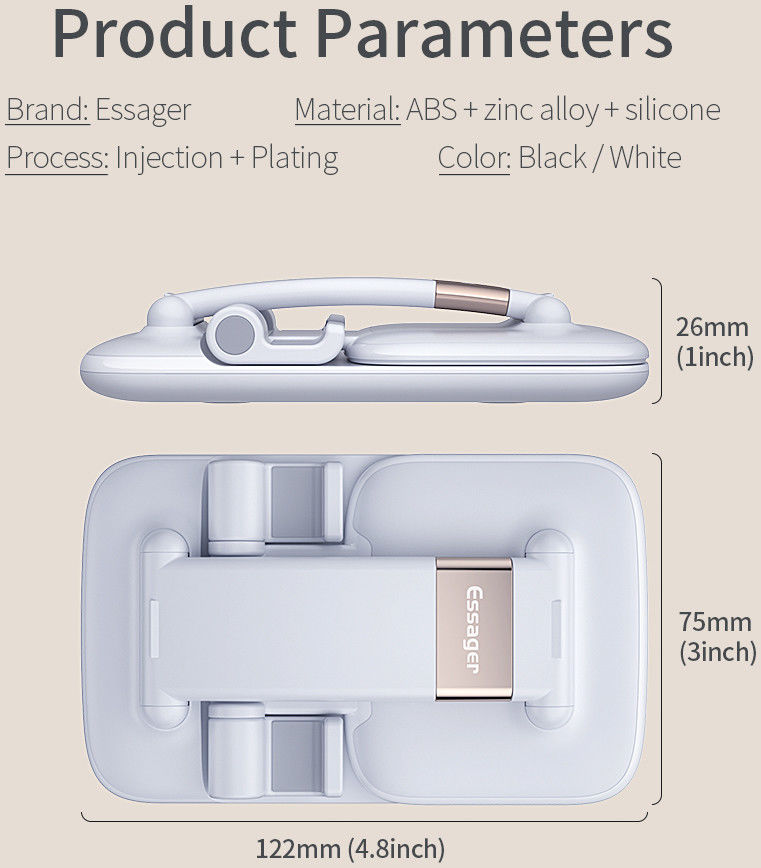 Essager Opvouwbare Verstelbare Bureau Houder Telefoon/Tablet Wit afbeelding 15