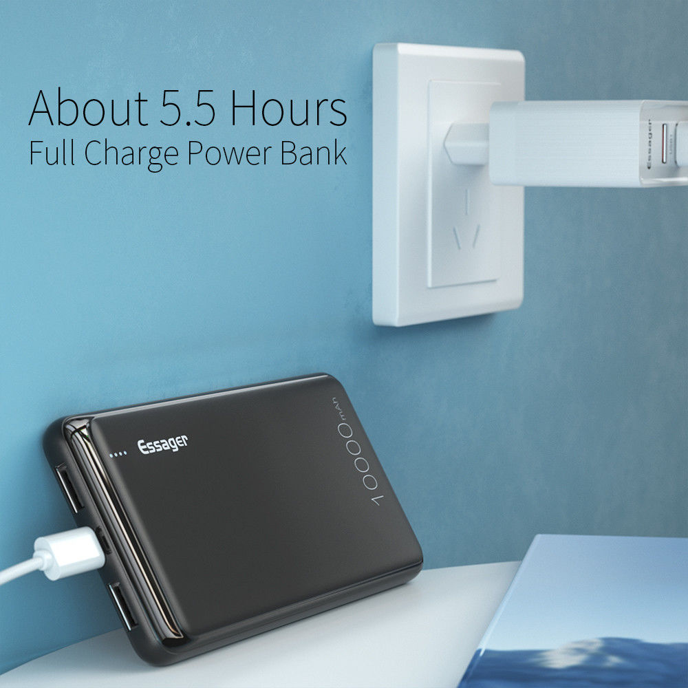 Essager Mini Compacte USB-A Powerbank 10.000 mAh Zwart afbeelding 8