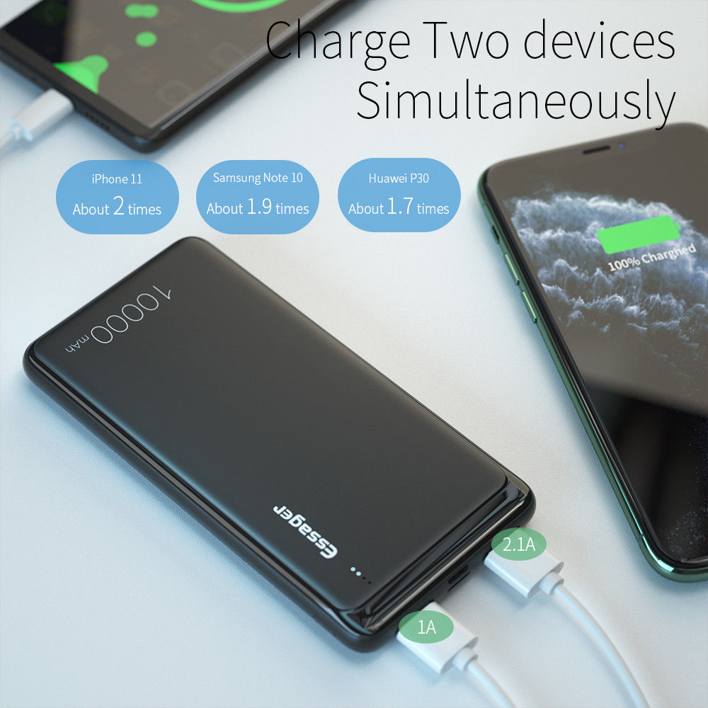 Essager Mini Compacte USB-A Powerbank 10.000 mAh Zwart afbeelding 4