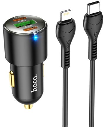 Hoco 3A Auto Snellader 45W PD & QC 3.0 + USB-C naar Lightning Kabel 1M Opladers