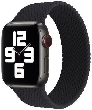 Apple Watch 1-9/SE 41/40/38MM Bandje Solo Loop Geweven Zwart Maat: M Bandjes