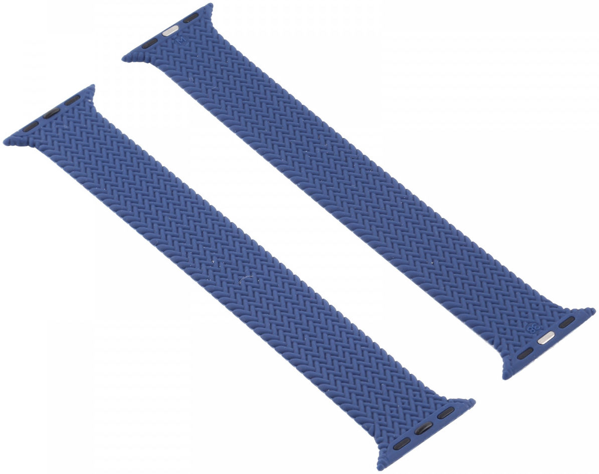Apple Watch 1-9/SE 41/40/38MM Bandje Solo Loop Geweven Blauw Maat: M afbeelding 2