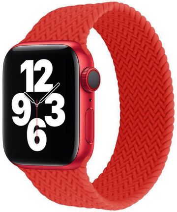 Apple Watch Bandje - 1-9/SE 41MM/40MM/38MM - Solo Loop - Geweven - Rood Maat: M Bandjes