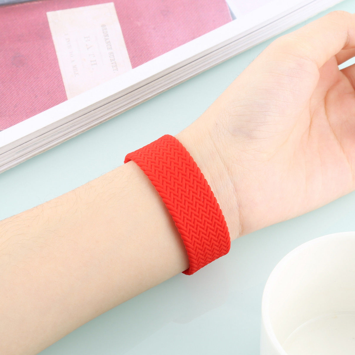 Apple Watch Bandje - 1-10/SE/Ultra - 49/46/45/44/42MM - Geweven - Maat M - Rood afbeelding 4
