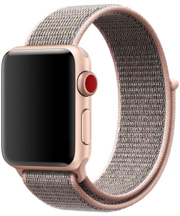 Apple Watch 41MM / 40MM / 38MM Bandje Nylon Klittenband Roze Bandjes