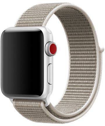 Apple Watch 41MM / 40MM / 38MM Bandje Nylon Klittenband Beige Bandjes