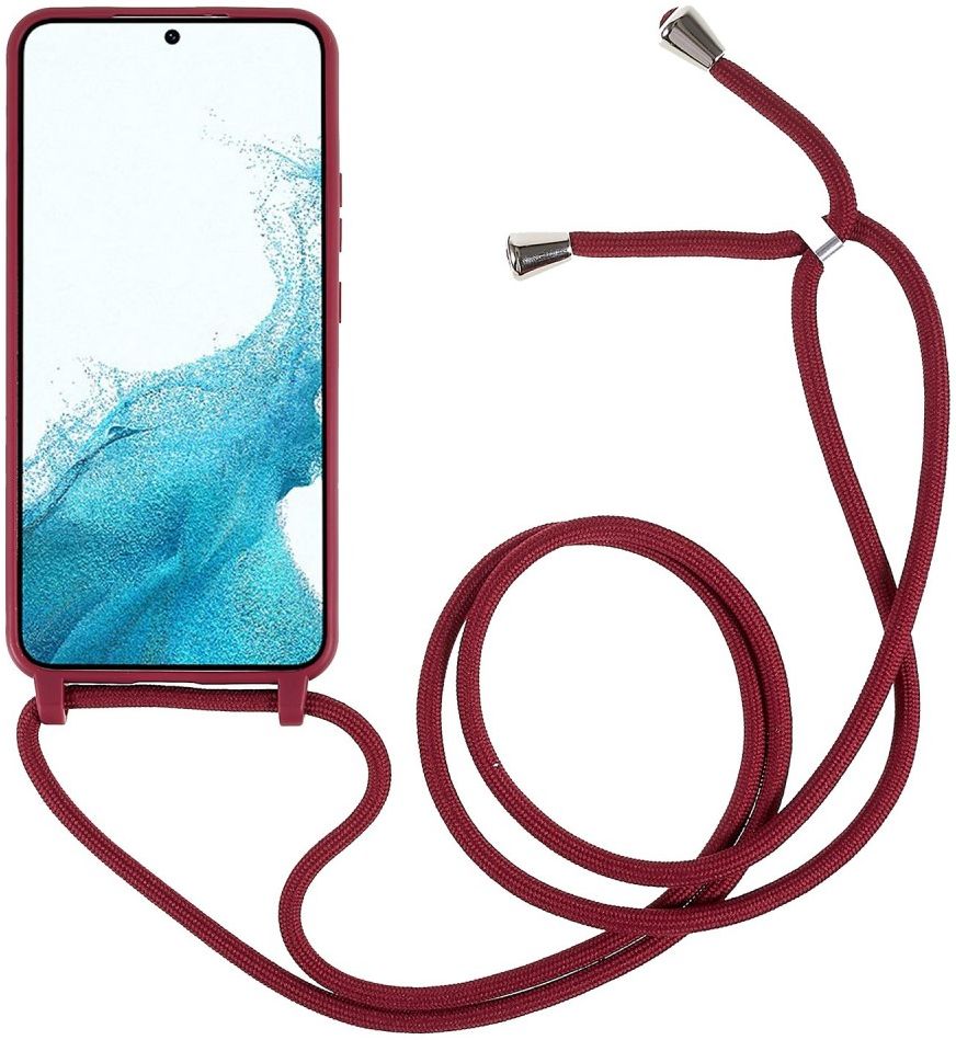 Samsung Galaxy S22 Hoesje Back Cover Flexibel met Koord Rood afbeelding 2
