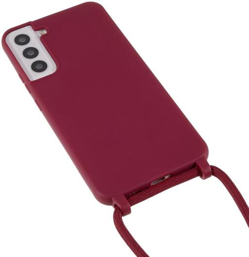 Samsung Galaxy S22 Hoesje Back Cover Flexibel met Koord Rood afbeelding 3