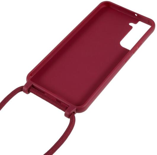 Samsung Galaxy S22 Hoesje Back Cover Flexibel met Koord Rood afbeelding 4