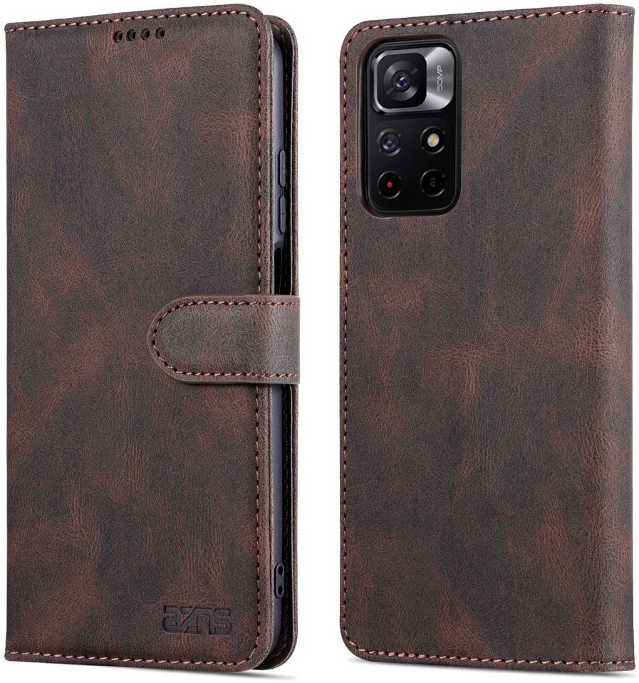 AZNS Xiaomi Poco M4 Pro 5G Hoesje Wallet Book Case Kunstleer Bruin afbeelding 3
