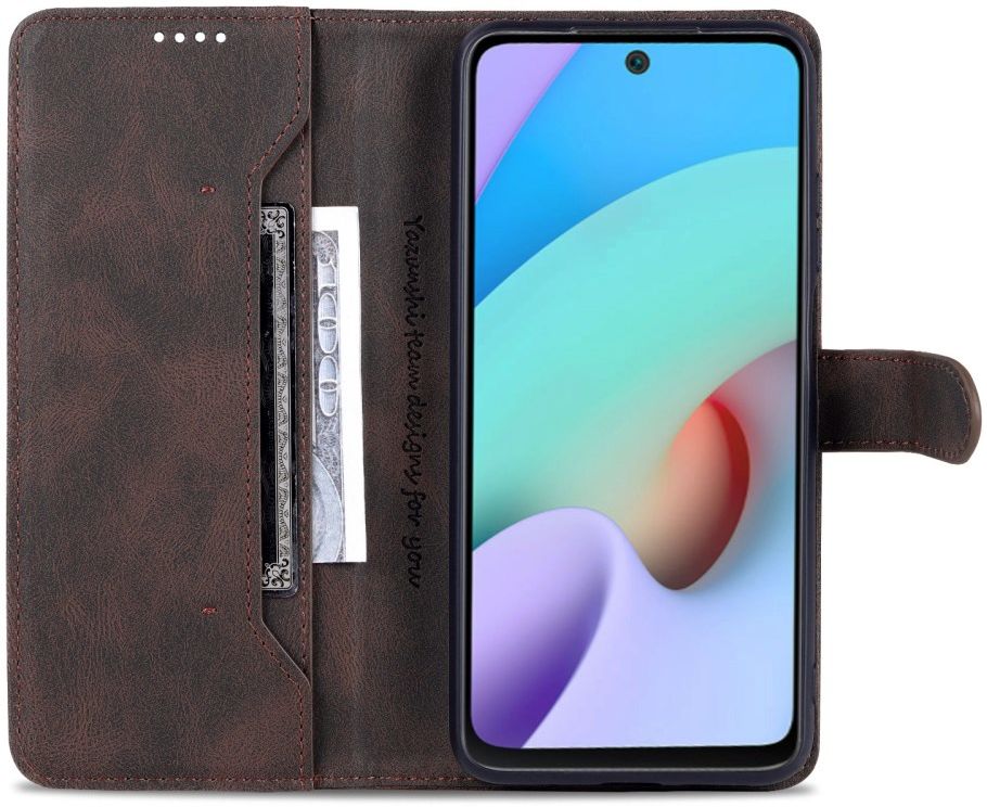AZNS Xiaomi Poco M4 Pro 5G Hoesje Wallet Book Case Kunstleer Bruin afbeelding 1