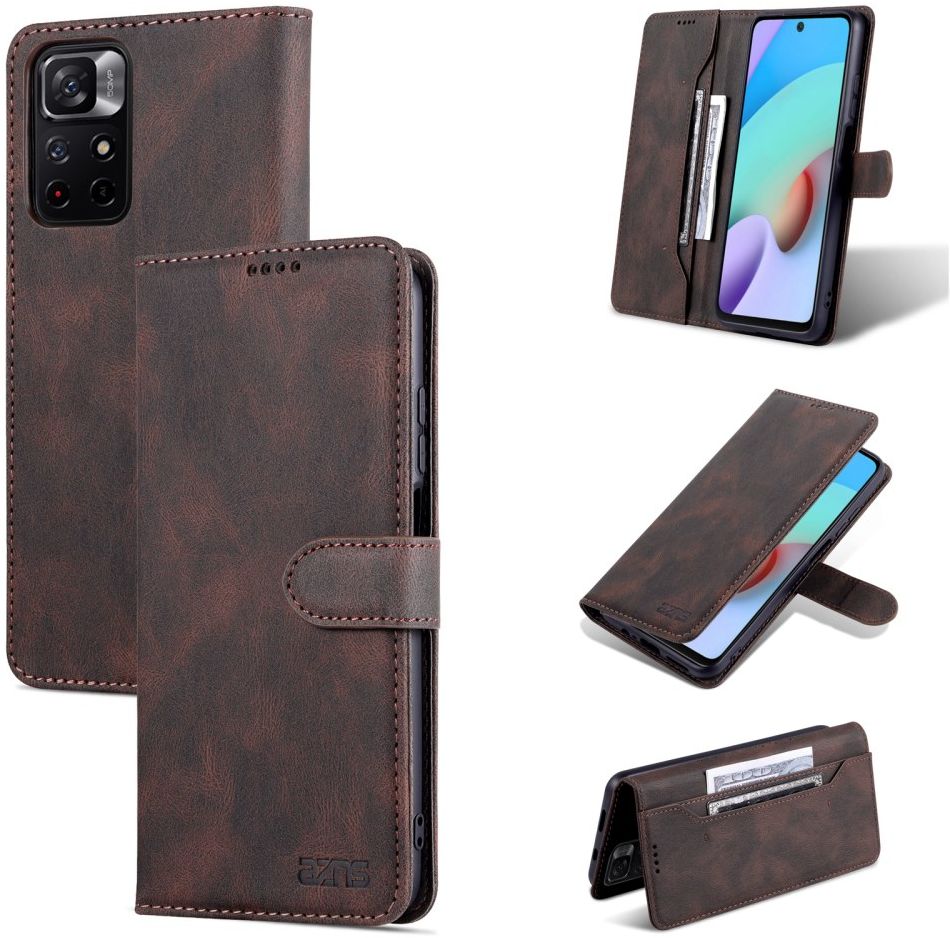 AZNS Xiaomi Poco M4 Pro 5G Hoesje Wallet Book Case Kunstleer Bruin afbeelding 7
