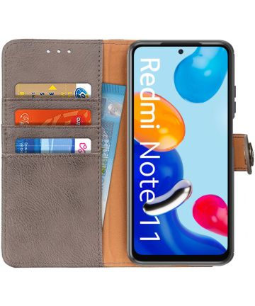 KHAZNEH Xiaomi Redmi Note 11 / 11S Hoesje Portemonnee Book Case Grijs Hoesjes
