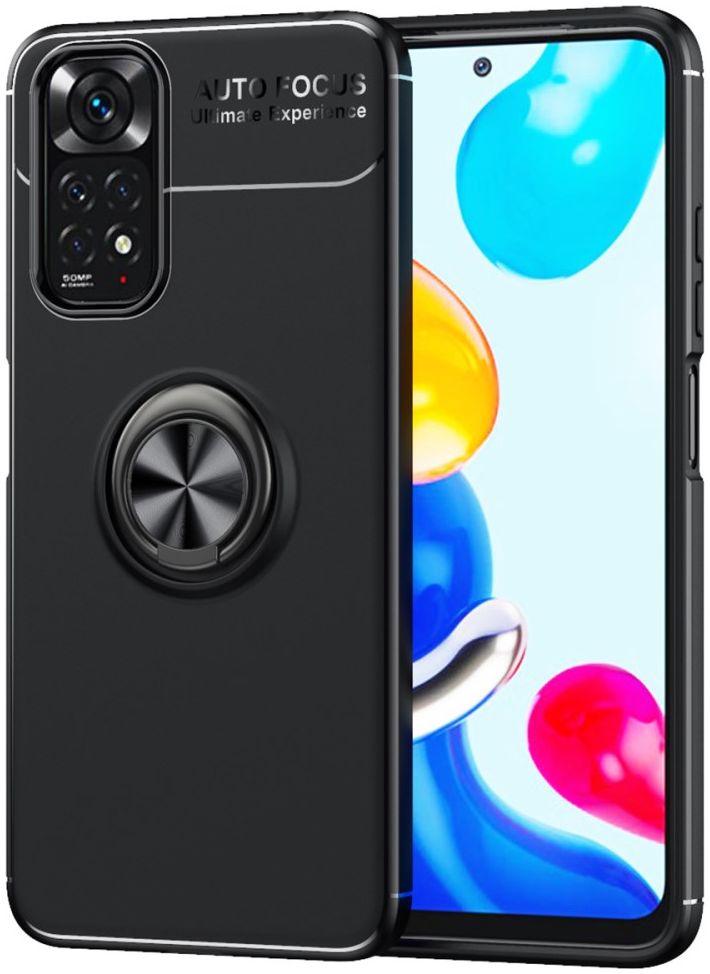 Xiaomi Redmi Note 11 / 11S Hoesje Kickstand Back Cover Zwart afbeelding 1