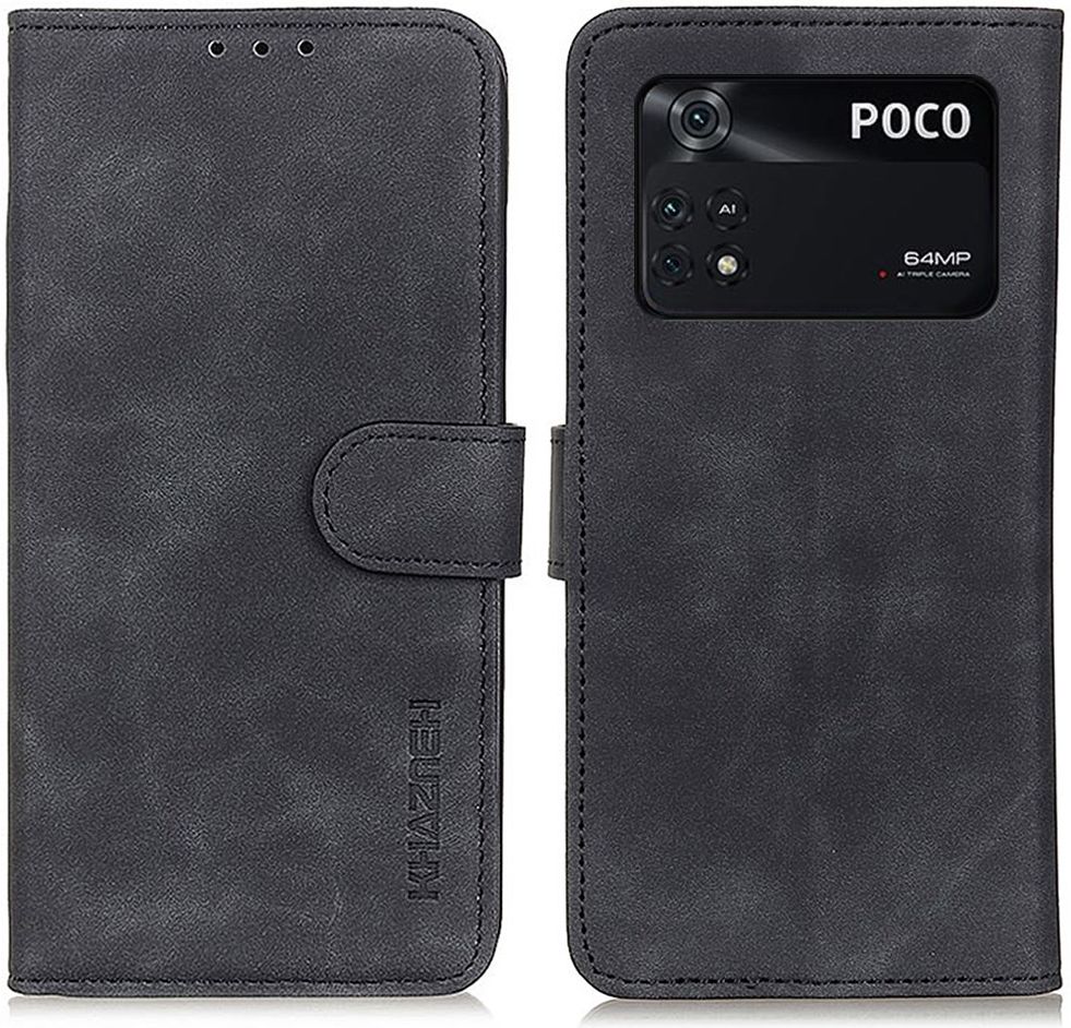 KHAZNEH Xiaomi Poco M4 Pro 4G Hoesje Vintage Wallet Book Case Zwart afbeelding 2