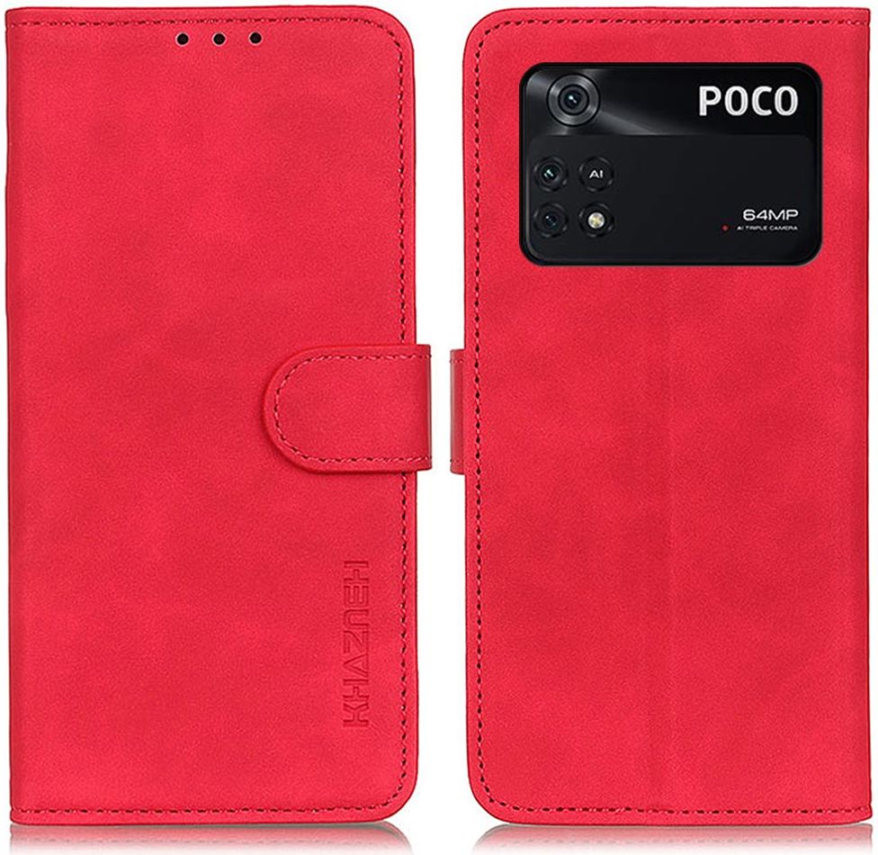 KHAZNEH Xiaomi Poco M4 Pro 4G Hoesje Vintage Wallet Book Case Rood afbeelding 2