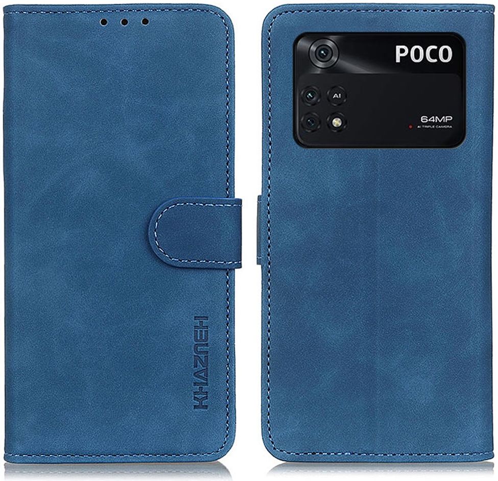 KHAZNEH Xiaomi Poco M4 Pro 4G Hoesje Vintage Wallet Book Case Blauw afbeelding 2