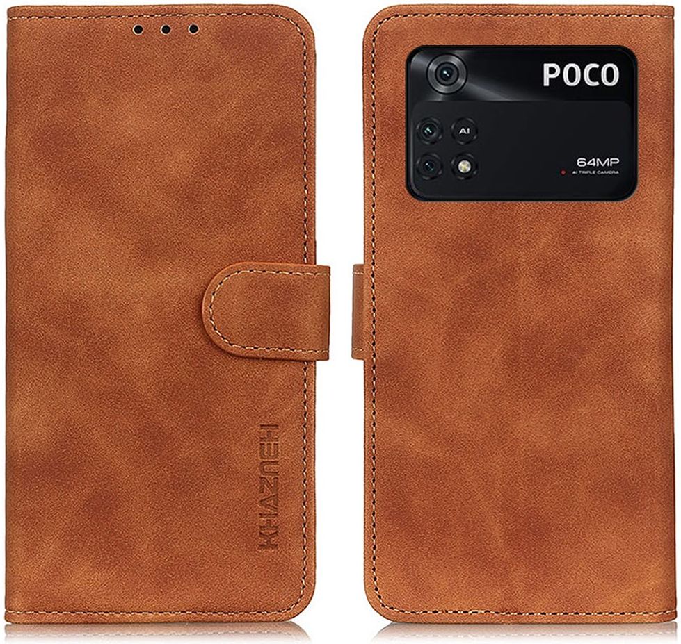 KHAZNEH Xiaomi Poco M4 Pro 4G Hoesje Vintage Wallet Book Case Bruin afbeelding 2