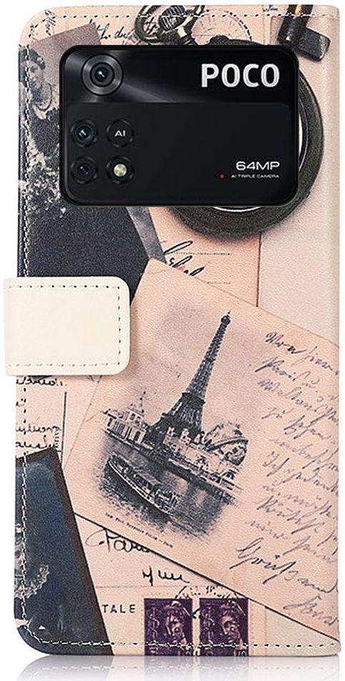 Xiaomi Poco M4 Pro 4G Hoesje Portemonnee met Eiffeltoren Print afbeelding 2