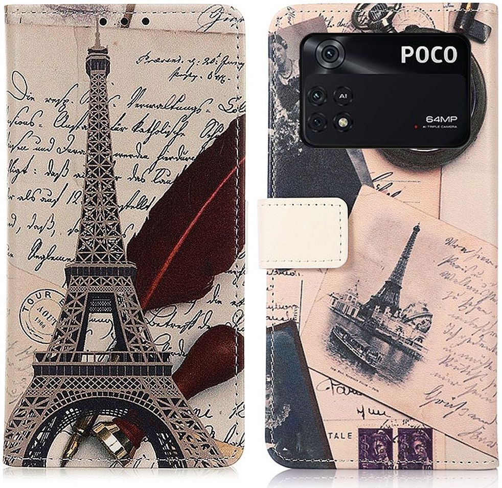 Xiaomi Poco M4 Pro 4G Hoesje Portemonnee met Eiffeltoren Print afbeelding 3